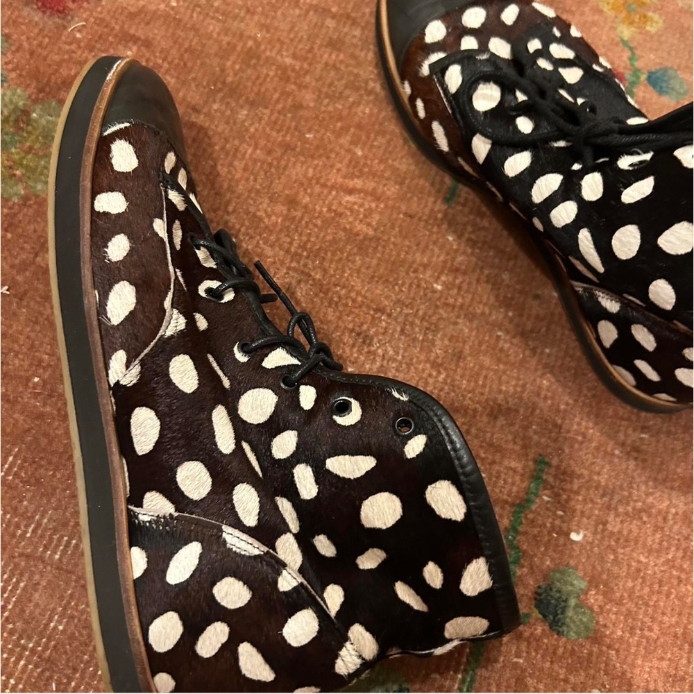 Loeffler Randall lace up pony hair Polka Dot Shoes Size 8 - Picture 6 of 8